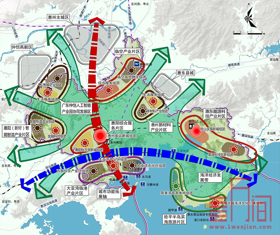 惠州环大亚湾区打造“一轴一带八片区”总体空间格局