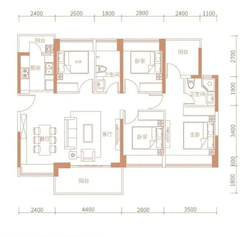 125㎡-住宅-4房2厅卫3阳台